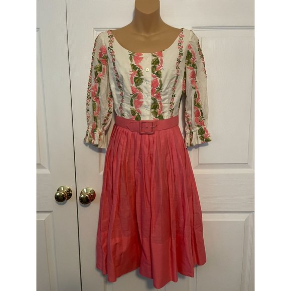 Vintage Maggi Stover 1950's Embroidered Dress Size S - Picture 1 of 10